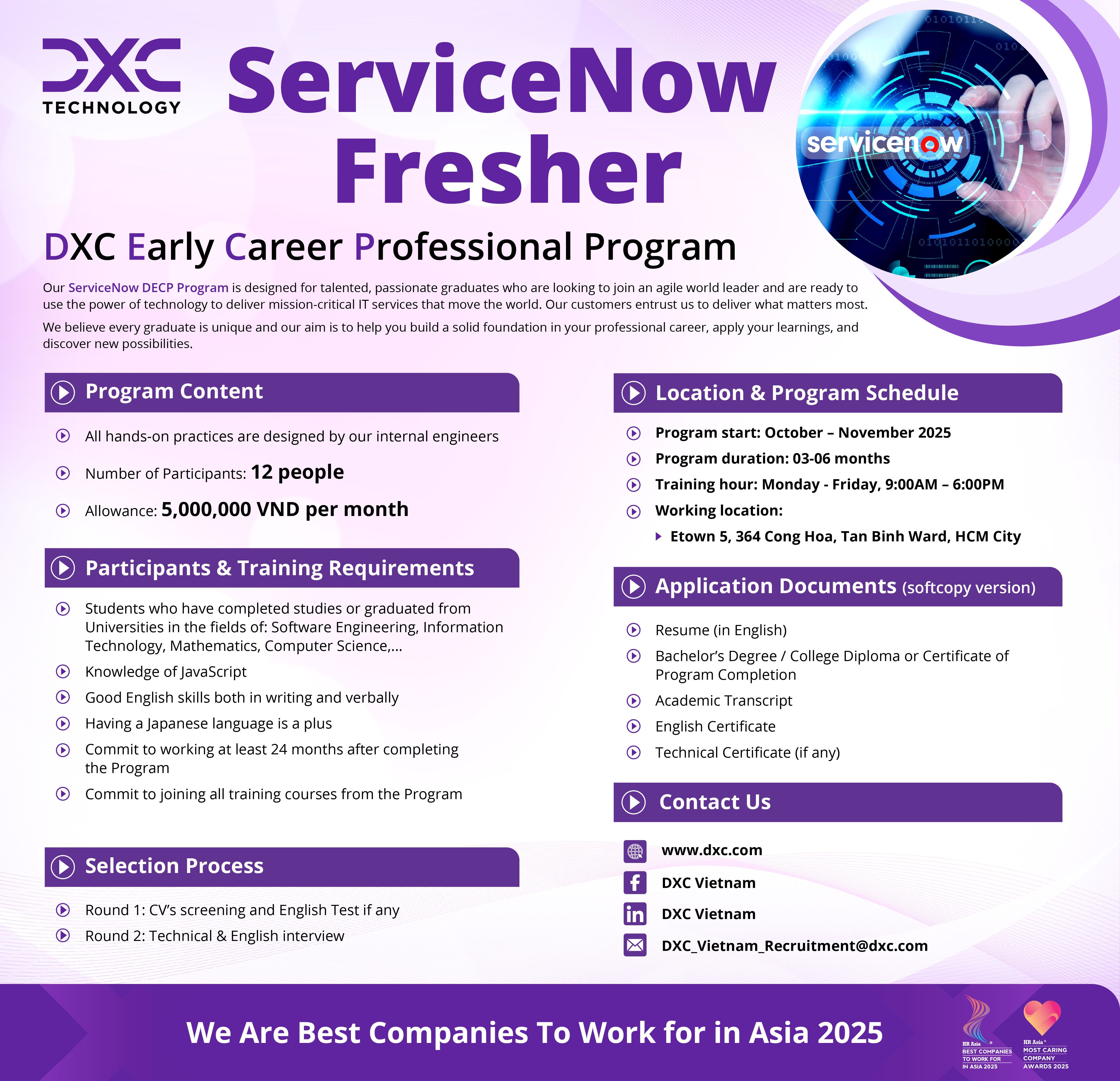 Decp Công ty DXC tuyển thực tập sinh ServiceNow Javascript DECP – fit.sgu.edu.vn